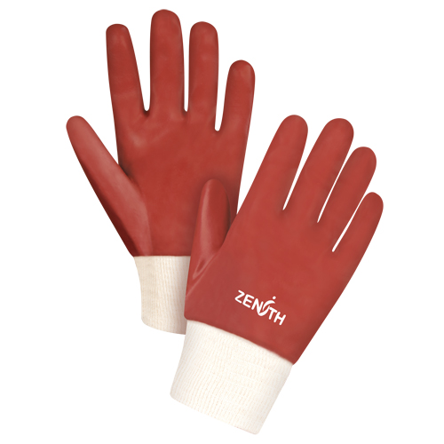 Gants rouges &agrave; fini doux r&eacute;sistants aux produits chimiques, Taille Grand/9, 10" lo, PVC, Doublure en Interlock, 47-mil R.M.G. Prévention