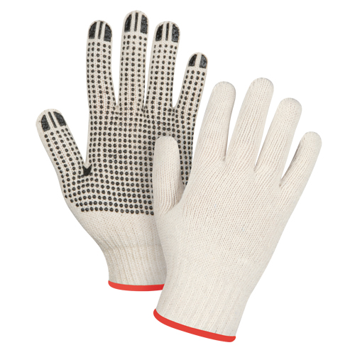 Gants l&eacute;gers tricot&eacute;s &agrave; pois, Poly/coton, Un c&ocirc;t&eacute;, Calibre 7, Petit R.M.G. Prévention