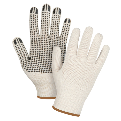 Gants l&eacute;gers tricot&eacute;s &agrave; pois, Poly/coton, Un c&ocirc;t&eacute;, Calibre 7, Grand R.M.G. Prévention