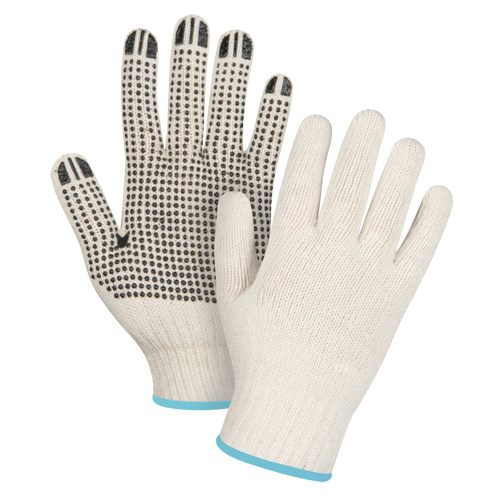 Gants l&eacute;gers tricot&eacute;s &agrave; pois, Poly/coton, Un c&ocirc;t&eacute;, Calibre 7, T-Grand R.M.G. Prévention
