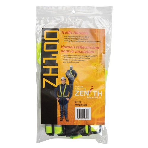 Standard-Duty Safety Harness, High Visibility Lime-Yellow, Silver Reflective Colour, X-Large R.M.G. Prévention