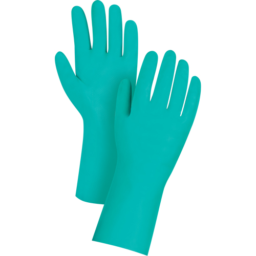 Gants de premi&egrave;re qualit&eacute; &agrave; prise en losange r&eacute;sistants aux produits chimiques, Taille T-Grand/10, 13" lo, Nitrile, 11 mils R.M.G. Prévention