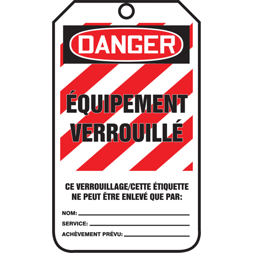 Lockout Tags, Cardstock, 3-3/8" W x 5-7/8" H, French R.M.G. Prévention