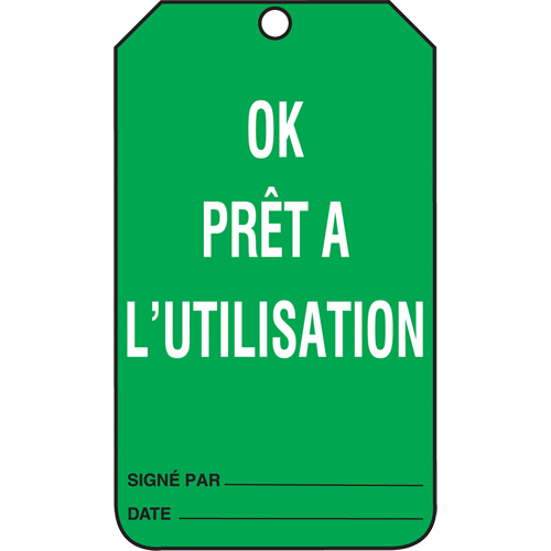 Inspection Tags, Cardstock, 3-3/8" W x 5-7/8" H, French R.M.G. Prévention