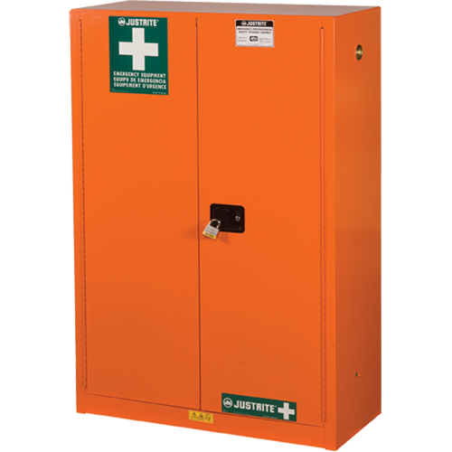 Armoires de rangement pour pr&eacute;paration aux situations d'urgence, Acier, 4 Tablettes, 65" h x 43" la x 18" P, Orange R.M.G. Prévention