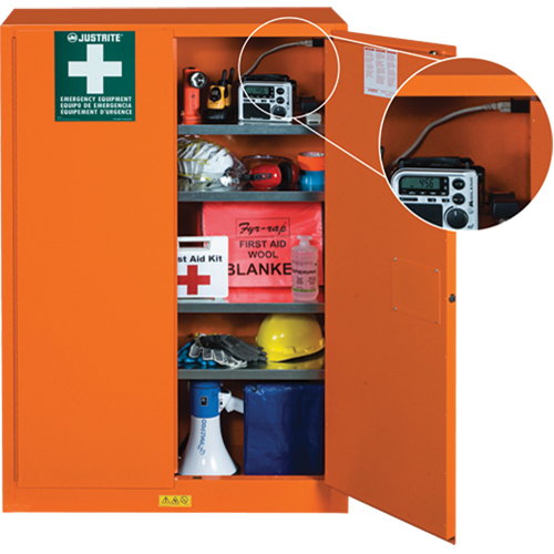 Armoires de rangement pour pr&eacute;paration aux situations d'urgence, Acier, 4 Tablettes, 65" h x 43" la x 18" P, Orange R.M.G. Prévention