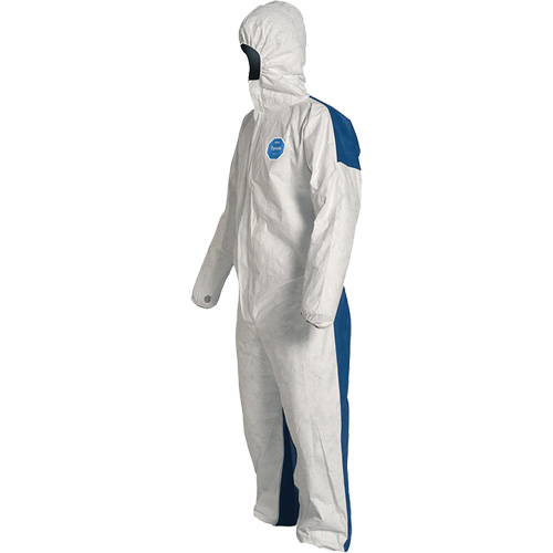 Hooded Coveralls, 4X-Large, Blue/White, Tyvek&reg; 400 D R.M.G. Prévention