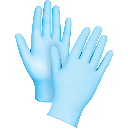 Gants tactiles jetables de calibre m&eacute;dical, T-Grand, Nitrile/vinyle, 4,5 mils, Sans poudre, Bleu, Classe 2 R.M.G. Prévention