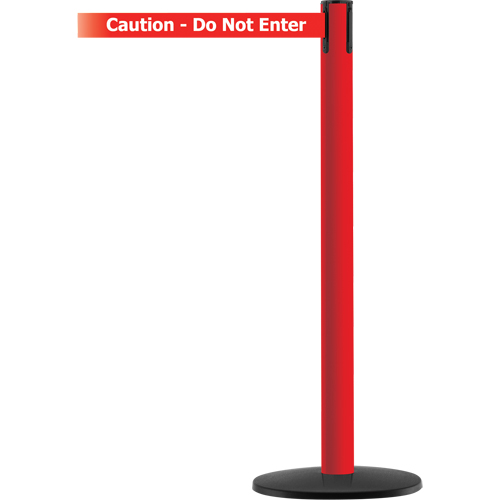 Advance TensaBarrier&reg; Barrier Post, Steel, 36" H, White/Red Tape, 7.5' Tape Length R.M.G. Prévention