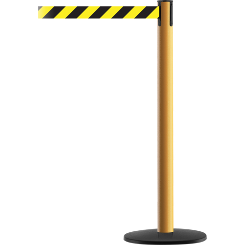 Advance TensaBarrier&reg; Barrier Post, Steel, 36" H, Black/Yellow Tape, 7.5' Tape Length R.M.G. Prévention
