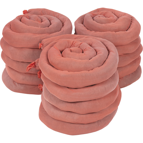 Remblais tubulaires absorbants, Mati&egrave;res dangereuses, Absorption 50 gal., 3" la x 8' lo, Pqt de 15 R.M.G. Prévention