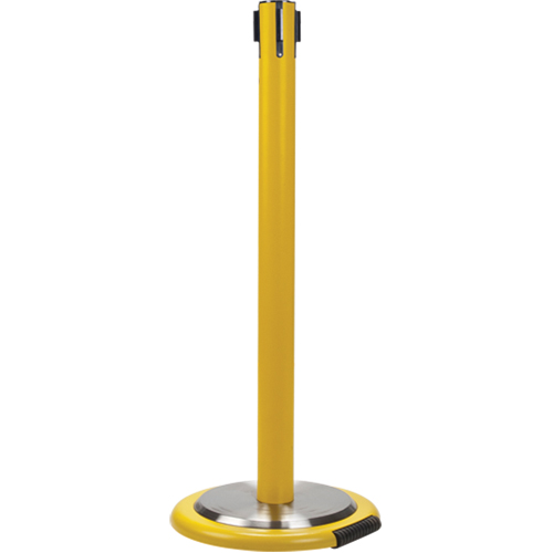 Poteau r&eacute;cepteur pour barri&egrave;res sur pieds pour le contr&ocirc;le des foules avec roues, Hauteur de 35", Jaune R.M.G. Prévention