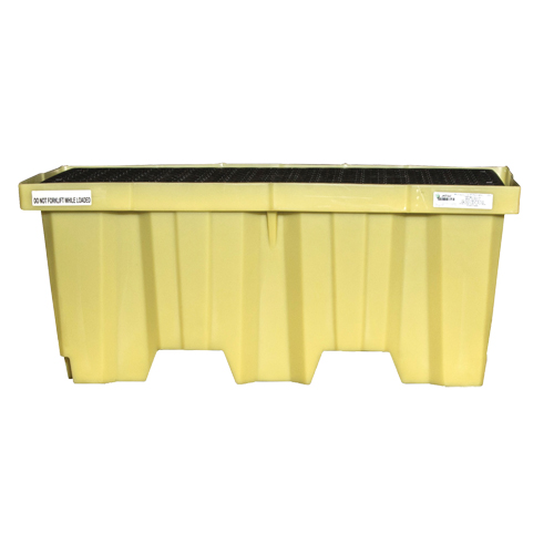 Palettes Poly-Spillpallet emboîtables sans drain pour 2 barils, Capacit&eacute; de d&eacute;versement 66 gal. US, 51" x 26" x 21" R.M.G. Prévention