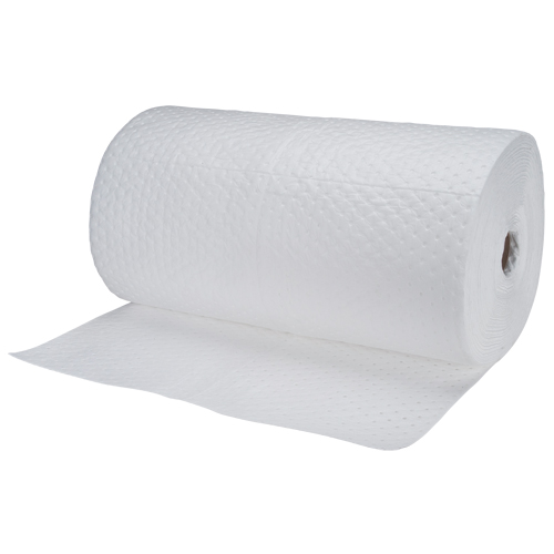 Industrial-Grade Fine Fibre Sorbent Rolls, Heavyweight, 150' L x 30" W, 70 gal. Absorbancy R.M.G. Prévention