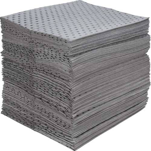 Industrial-Grade Fine Fibre Sorbent Pads, Universal, 15" x 17", 40 gal. Absorbancy R.M.G. Prévention