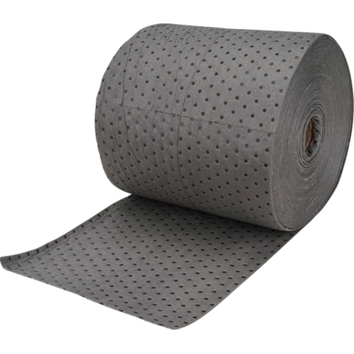 Rouleaux absorbants en fibres fines de calibre industriel, Poids moyen, 150' lo x 15" la, Absorption 25 gal. R.M.G. Prévention