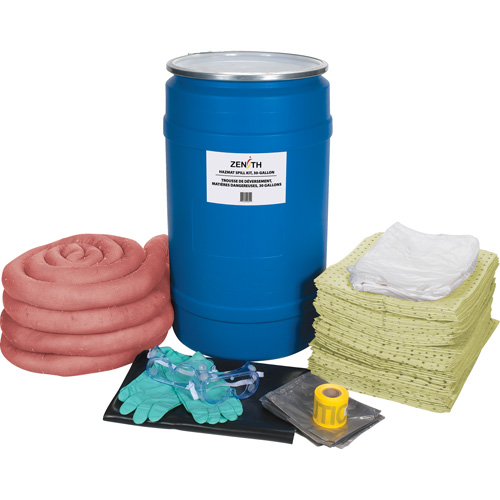 Trousse de lutte contre les d&eacute;versements, Mati&egrave;res dangereuses, Baril, Absorbance de 30 gal. US R.M.G. Prévention