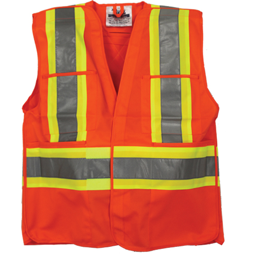 Veste de s&eacute;curit&eacute; pour arpenteur, Orange haute visibilit&eacute;, 4T-Grand/5T-Grand, Polyester R.M.G. Prévention