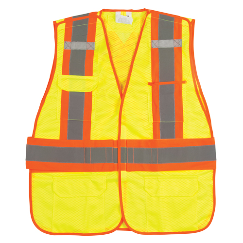 CSA Compliant High Visibility Surveyor Vest, High Visibility Lime-Yellow, 2X-Large, Polyester R.M.G. Prévention