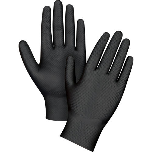 Gants d'examen de poids lourd &agrave; prise tactile, Petit, Nitrile, 8 mils, Sans poudre, Noir R.M.G. Prévention