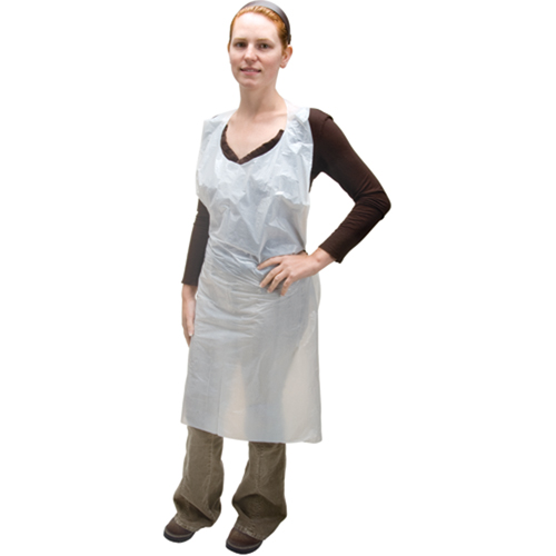 Polyethylene Aprons, Polyethylene, White, 35" W x 46" L R.M.G. Prévention