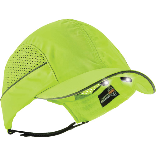 Skullerz&reg; 8960 Long Brim Bump Cap with LED Lighting, High Visibility Lime Green R.M.G. Prévention