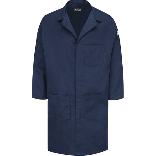 Excel FR&reg; ComforTouch&reg; Lab Coat, Cotton, Large, Navy Blue R.M.G. Prévention