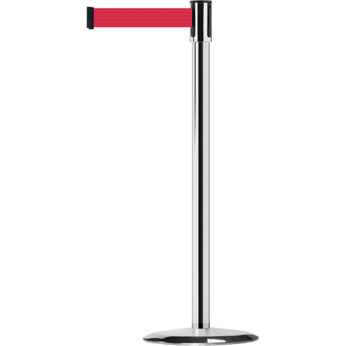 Slimline TensaBarrier&reg; Barrier Post, Steel, 38" H, Red Tape, 7.5' Tape Length R.M.G. Prévention