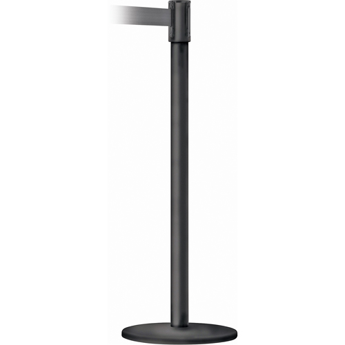 Slimline TensaBarrier&reg; Barrier Post, Steel, 38" H, Black Tape, 7.5' Tape Length R.M.G. Prévention