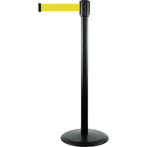Slimline TensaBarrier&reg; Barrier Post, Steel, 38" H, Yellow Tape, 7.5' Tape Length R.M.G. Prévention