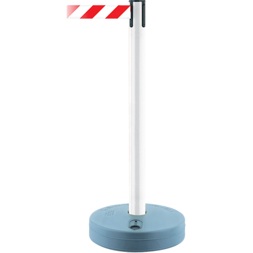 Outdoor TensaBarrier&reg; Barrier Post, Plastic, 37" H, Black/Yellow Tape, 7.5' Tape Length R.M.G. Prévention