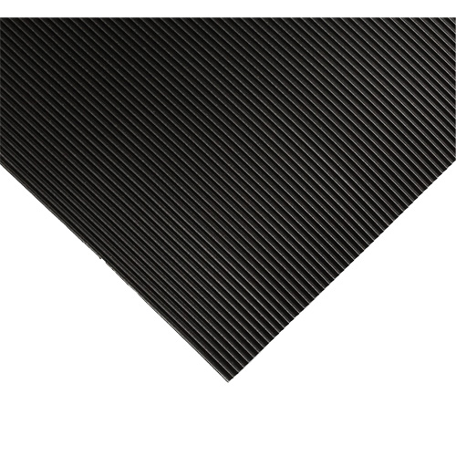 Tapis ondul&eacute; pour tableau de contr&ocirc;le no 702, 3' la x 10' lo, 1/4" &eacute;paisseur, Noir, PVC R.M.G. Prévention
