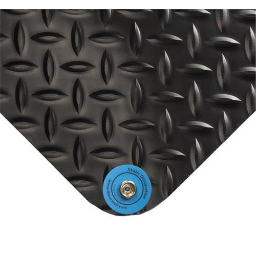 Tapis conducteur d'&eacute;lectricit&eacute; no 786, 4' la x 10' lo x 15/16" &eacute;p, PVC, Losange, Noir R.M.G. Prévention