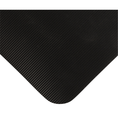 Tapis tr&egrave;s robuste pour panneau de contr&ocirc;le No 720, Ondul&eacute;, 3' x 10' x 5/8", Noir, PVC R.M.G. Prévention