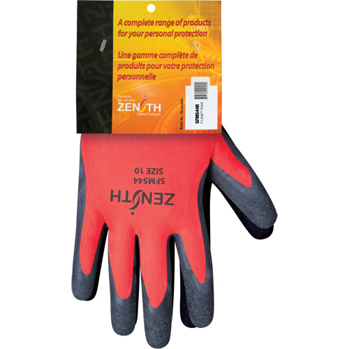 Gants enduits de latex de caoutchouc naturel, 10, R&ecirc;vetement Latex de caoutchouc, Calibre 13, Enveloppe en Polyester R.M.G. Prévention