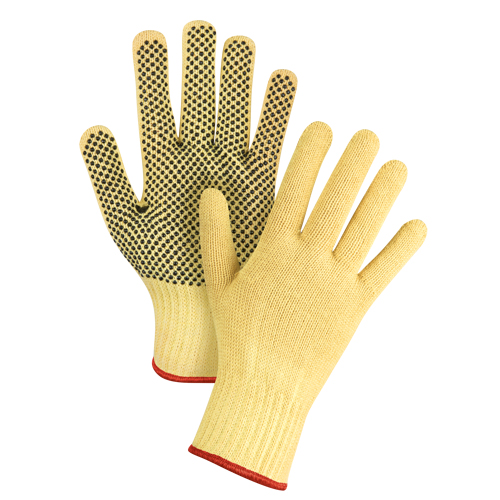 Dotted Seamless String Knit Gloves, Size Small/7, 7 Gauge, PVC Coated, Kevlar&reg; Shell, ASTM ANSI Level A2/EN 388 Level 3 R.M.G. Prévention