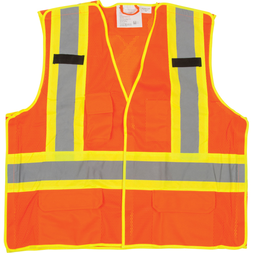 5-Point Tear-Away Premium Safety Vest , High Visibility Orange, Large/X-Large, Polyester R.M.G. Prévention