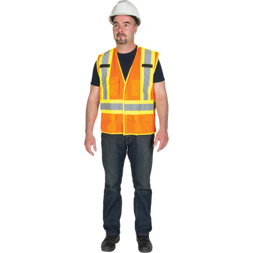 5-Point Tear-Away Premium Safety Vest , High Visibility Orange, Large/X-Large, Polyester R.M.G. Prévention