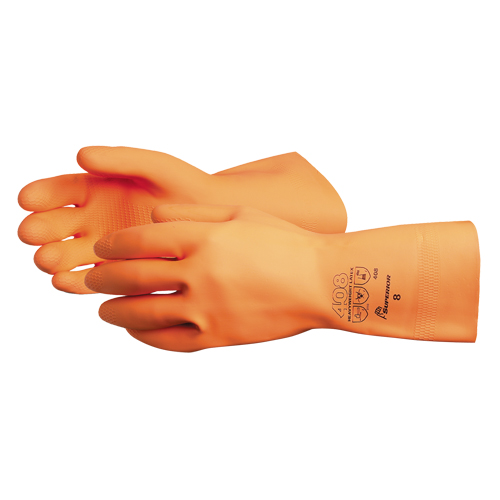 408 Heavyweight Gloves, Size Small/7, 13" L, Latex, Flock-Lined Inner Lining, 30-mil R.M.G. Prévention