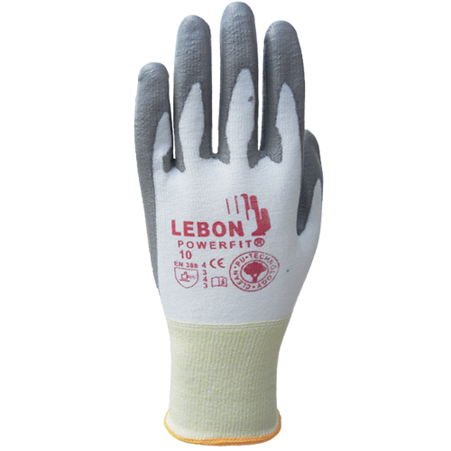 Gants r&eacute;sistants &agrave; la coupe PowerFit Lebon, Taille Grand/10, Calibre 13, Rev&ecirc;tement Polyur&eacute;thane, Enveloppe en Poly&eacute;thyl&egrave;ne, ASTM ANSI niveau A2/EN 388 niveau B R.M.G. Prévention