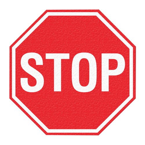 Panneau de signalisation au sol  Stop , Adh&eacute;sif, Anglais avec pictogramme R.M.G. Prévention