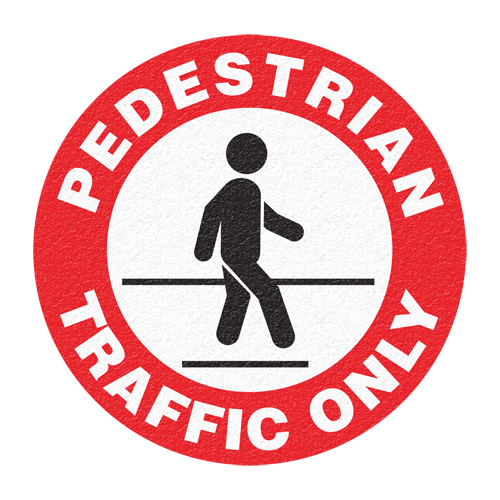 Panneau de signalisation au sol  Pedestrian Traffic Only , Adh&eacute;sif, Anglais avec pictogramme R.M.G. Prévention