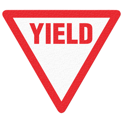 Panneau de signalisation au sol  Yield , Adh&eacute;sif, Anglais avec pictogramme R.M.G. Prévention