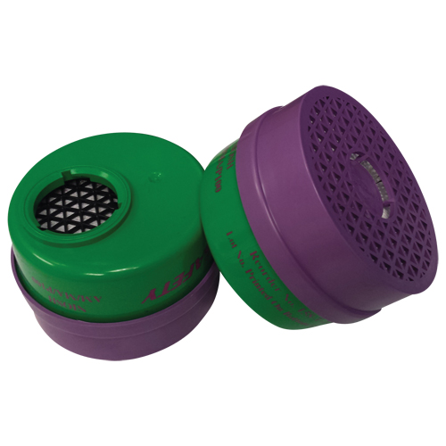 Cartouche pour respirateur, Combinaison cartouche et filtre contre les particules pour gaz/vapeurs, Ammoniac/M&eacute;thylamine/Filtre P100 R.M.G. Prévention