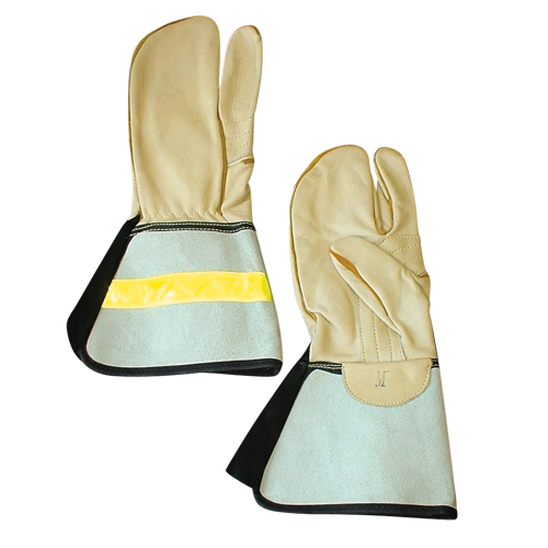 Gant &agrave; 3 doigts pour monteur de ligne, Moyen, Paume en Cuir fleur de vache R.M.G. Prévention