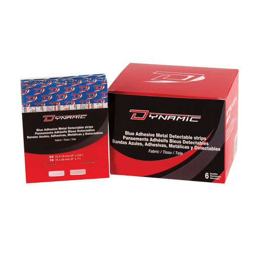 Recharge de bandages adh&eacute;sifs bleus pour distributeur Dynamic, Bout de doigt, 3", Tissu d&eacute;tectable, Non st&eacute;rile R.M.G. Prévention
