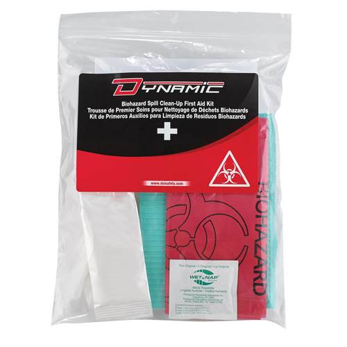 Trousse de premiers soins pour nettoyage de biorisques Dynamic, Dispositif m&eacute;dical Classe 1, Sac en plastique refermable R.M.G. Prévention