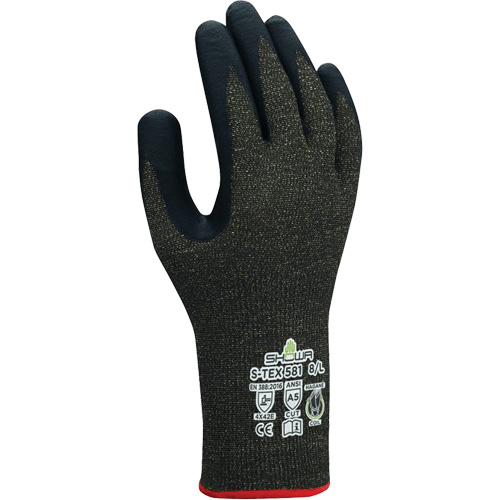 Gants r&eacute;sistants aux coupures S-TEX 581, Taille 6/Petit, Calibre 13, Rev&ecirc;tement Mousse de nitrile, Enveloppe en Acier inoxydable/Kevlar, ANSI/ISEA 105 niveau 5/EN 388 niveau E R.M.G. Prévention