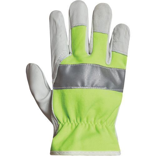 Gants de conducteur haute visibilit&eacute; avec bandes r&eacute;fl&eacute;chissantes Endura, 3T-Grand, Paume en Cuir fleur de ch&egrave;vre R.M.G. Prévention