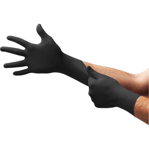 MidKnight&reg; Exam Gloves, Large, Nitrile, 4.7-mil, Powder-Free, Black, Class 2 R.M.G. Prévention